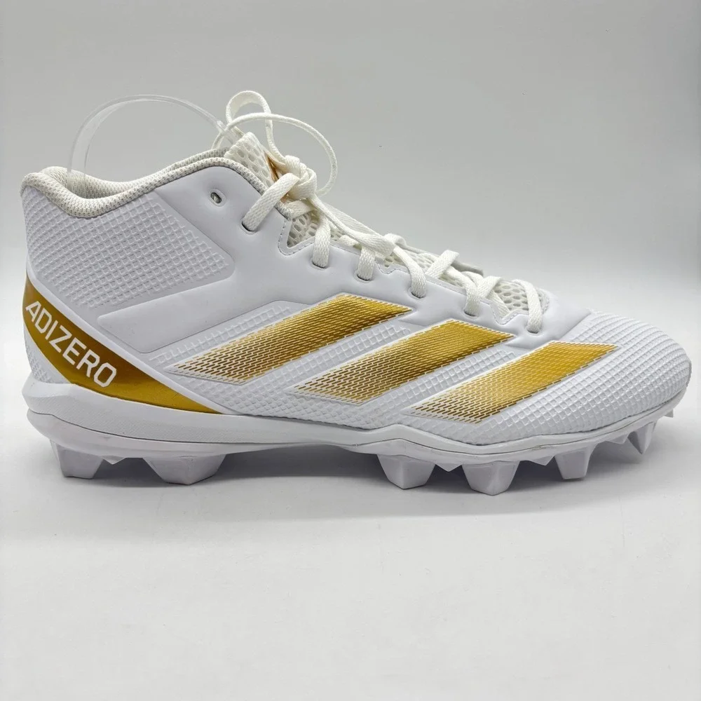 NEW‎ Adidas Football Cleats Mens 11 White Gold Adizero Impact.2 MD Shoes